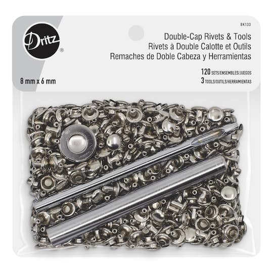 Dritz&#xAE; Silver Double-Cap Rivets &#x26; Tools, 120 Sets
